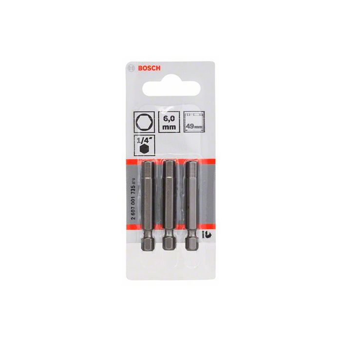 Бита Bosch Extra Hard HEX6x49 мм (3 шт.) (2607001735)