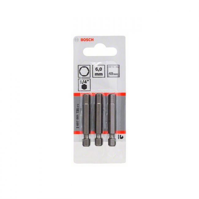 Бита Bosch Extra Hard HEX6x49 мм (3 шт.) (2607001735)