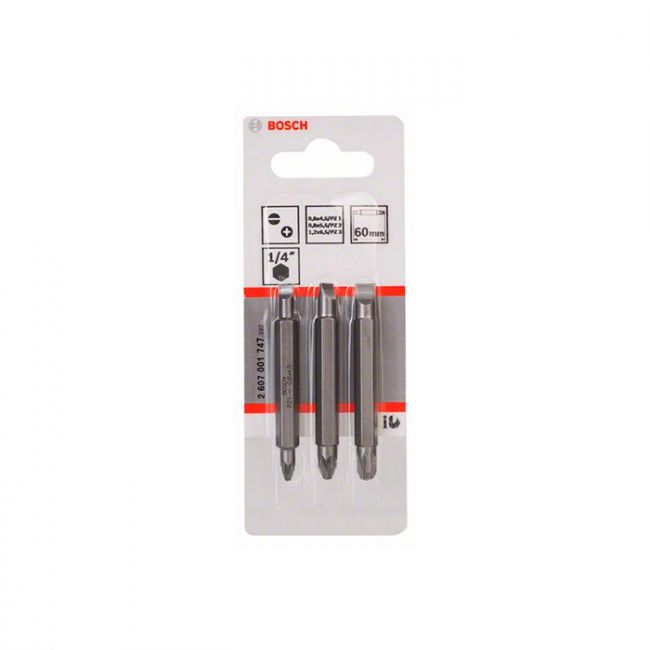 Набор бит двухсторонних Bosch Extra Hard S/PZ 60 мм (3 шт.) (2607001747)