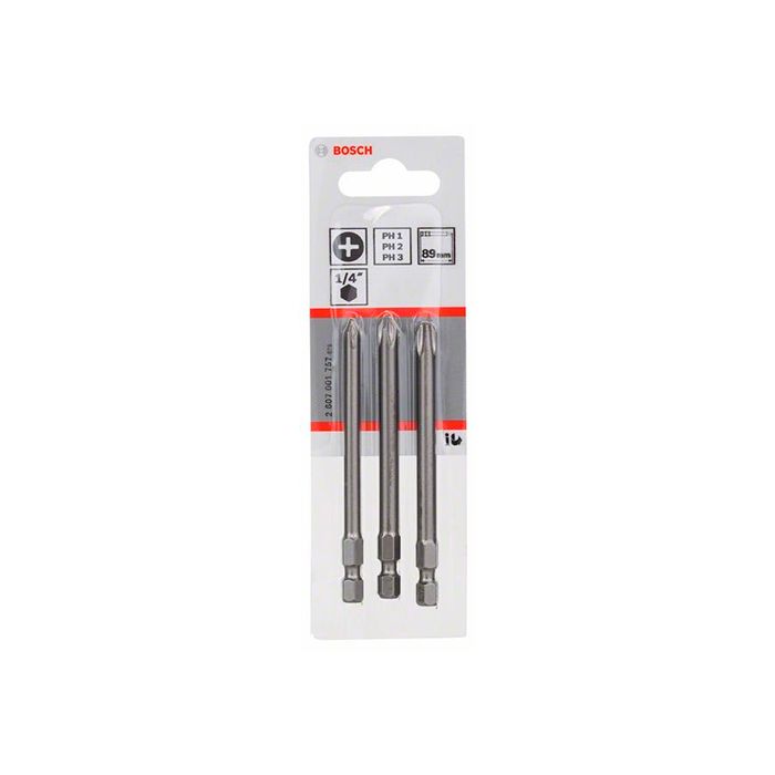 Набор бит Bosch Extra Hard PH1/2/3 89 мм (3 шт.) (2607001757)