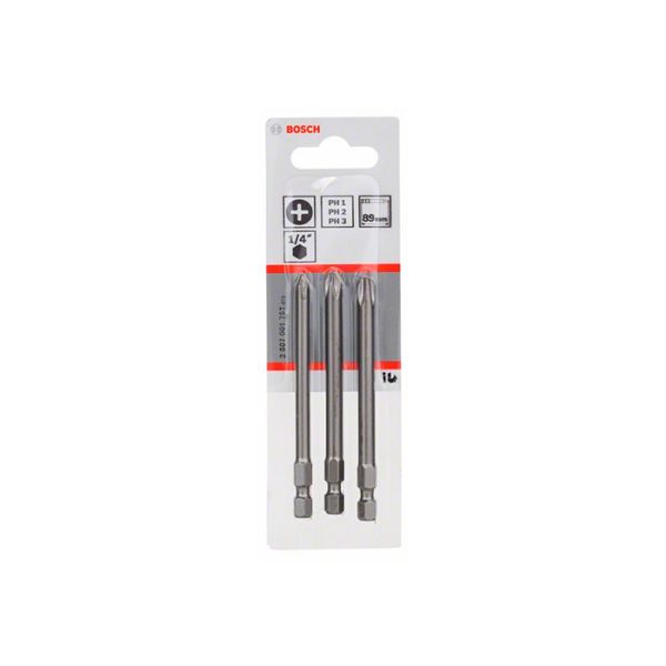 Набор бит Bosch Extra Hard PH1/2/3 89 мм (3 шт.) (2607001757)