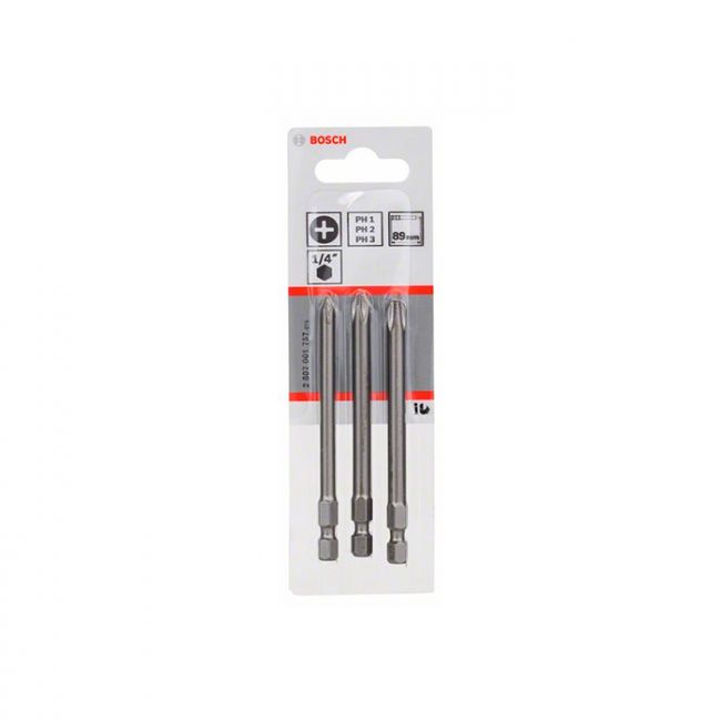 Набор бит Bosch Extra Hard PH1/2/3 89 мм (3 шт.) (2607001757)