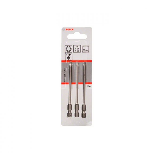 Набор бит Bosch Extra Hard T8/10/15 89 мм (3 шт.) (2607001759)