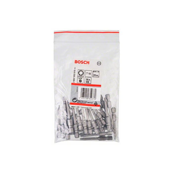 Бита Bosch Extra Hard T15 49 мм (25 шт.) (2607002510)