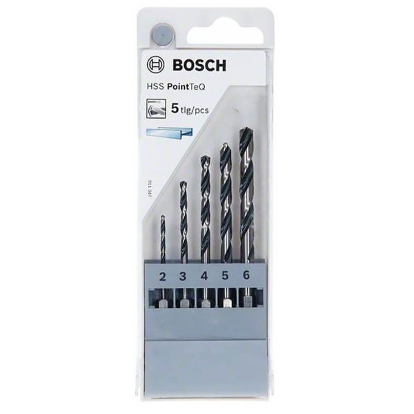 Набір свердел спіральних Bosch HSS PointTeQ HEX, 2-6 мм, 5 шт (2607002824)