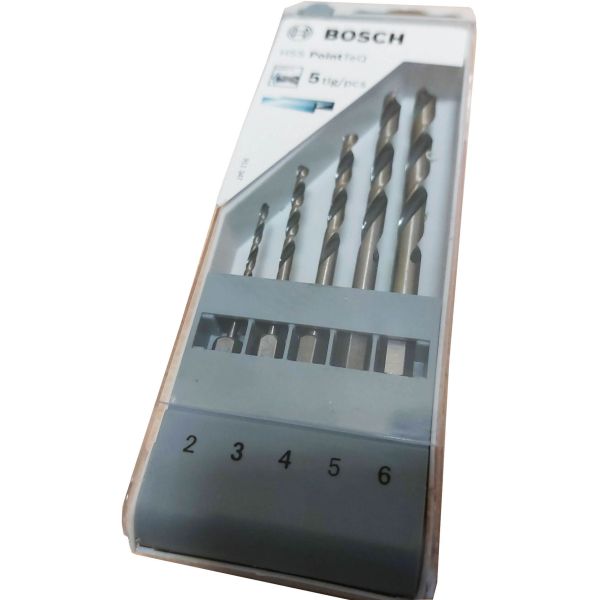 Набір свердел спіральних Bosch HSS PointTeQ HEX, 2-6 мм, 5 шт (2607002824)