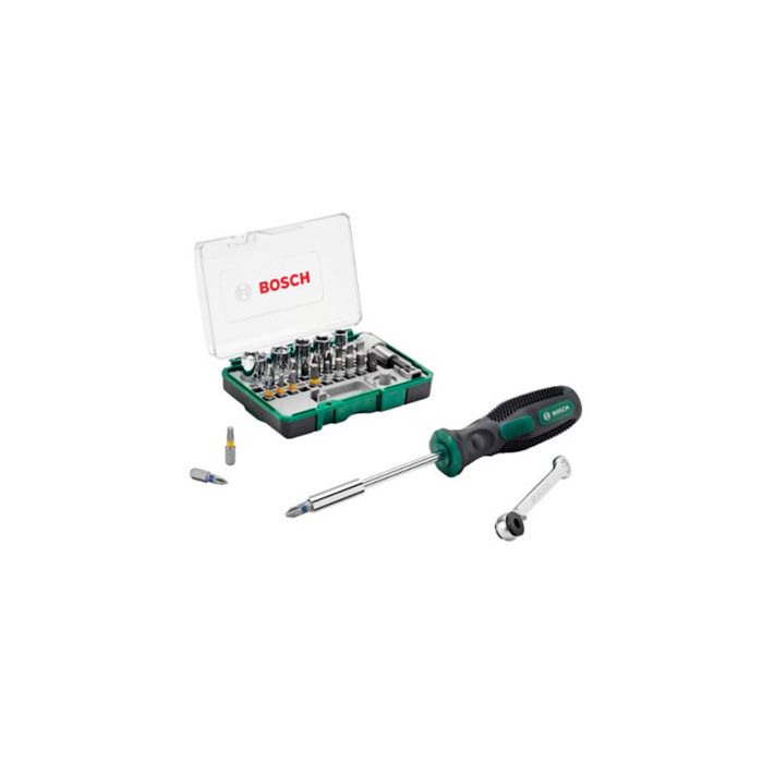 Набір біт BOSCH 27 шт + ручна викрутка + тріскачка (2607017331)