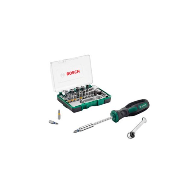 Набір біт BOSCH 27 шт + ручна викрутка + тріскачка (2607017331)