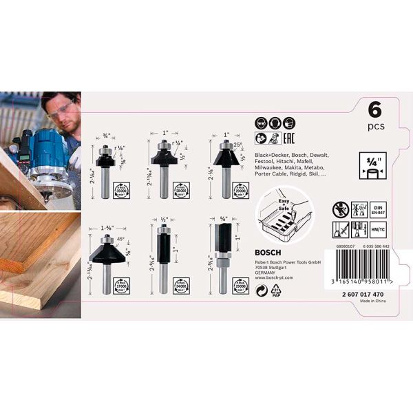 Набір кромкових фрез Bosch 1/4" 6 шт (2607017470)
