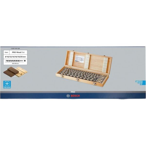Набір свердел гвинтових Bosch PRO Wood HEX, 10-20 мм, 6 шт (2607019323)