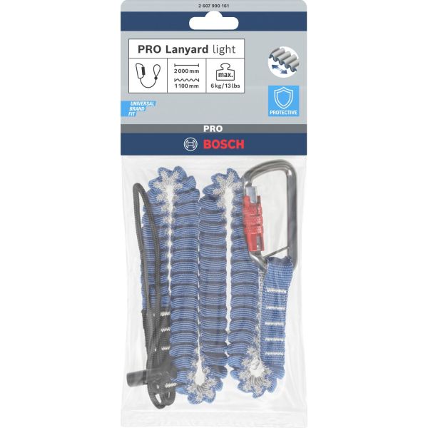 Страхувальний шнур для інструменту Bosch PRO Lanyard light з карабіном і петлею з круглого шнура, 6 кг (2607990161)