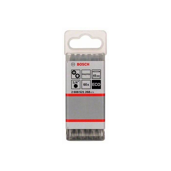 Бита двухсторонняя Bosch ECO PH2/PZ2x45 мм (60 шт.) (2608521268)