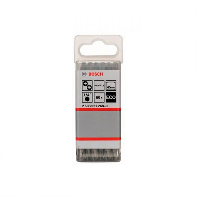 Бита двухсторонняя Bosch ECO PH2/PZ2x45 мм (60 шт.) (2608521268)