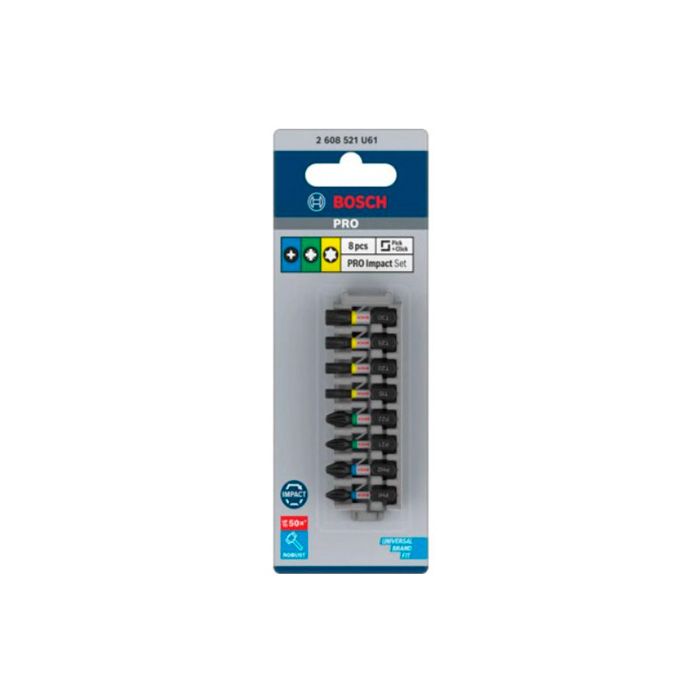 Набір BOSCH комбінованих насадок, PH1; PH2; PZ1; PZ2; T15; T20; T25; T30, 25 мм, 8 шт (2608521U61)