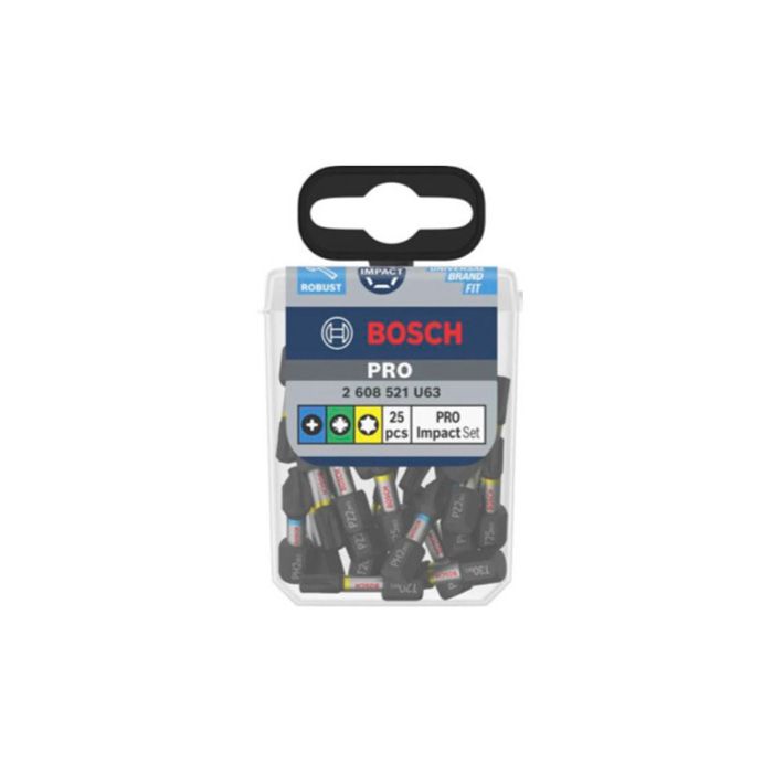 Набір BOSCH комбінованих насадок, PH2(x5); PZ2(x5); T20(x5); T25(x5); T30(x5), 25 мм, 25 шт (2608521U63)
