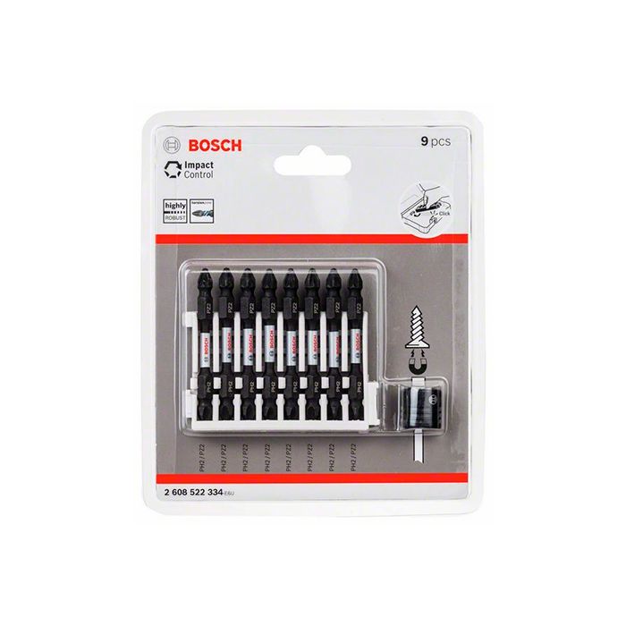 Набор двусторонних ударных бит Bosch Impact Control 1/4" 65 мм (9 шт.) (2608522334)
