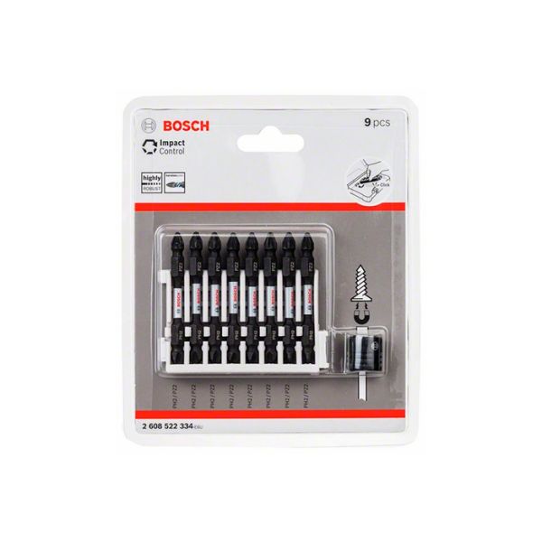 Набор двусторонних ударных бит Bosch Impact Control 1/4" 65 мм (9 шт.) (2608522334)