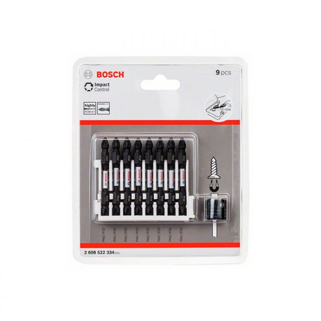 Набор двусторонних ударных бит Bosch Impact Control 1/4" 65 мм (9 шт.) (2608522334)