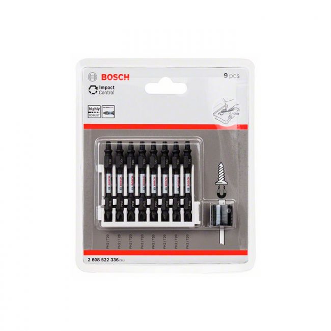Набор двусторонних ударных бит Bosch Impact Control 1/4" 65 мм (9 шт.) (2608522336)