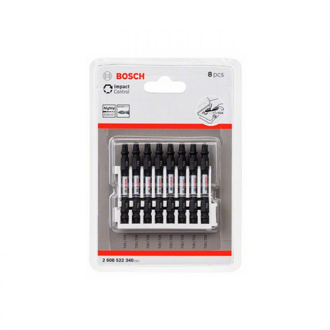 Бита двухсторонняя ударная Bosch Impact Control 1/4" T25-T25 65 мм (8 шт.) (2608522340)