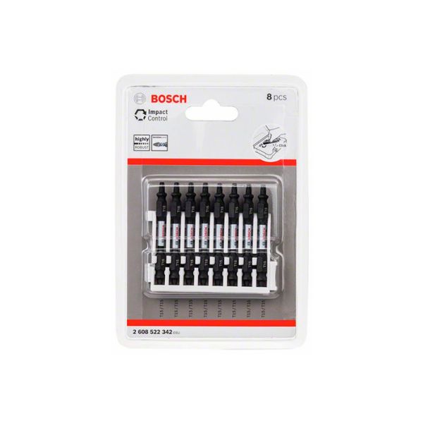 Бита двухсторонняя ударная Bosch Impact Control 1/4" T15-T15 65 мм (8 шт.) (2608522342)