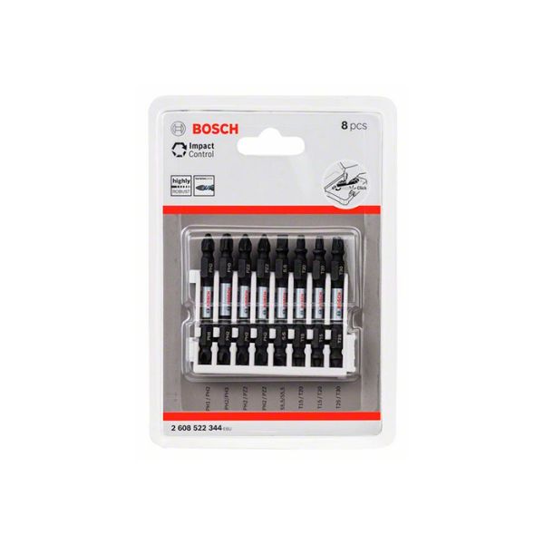 Набор двусторонних ударных бит Bosch Impact Control 1/4" 65 мм (8 шт.) (2608522344)