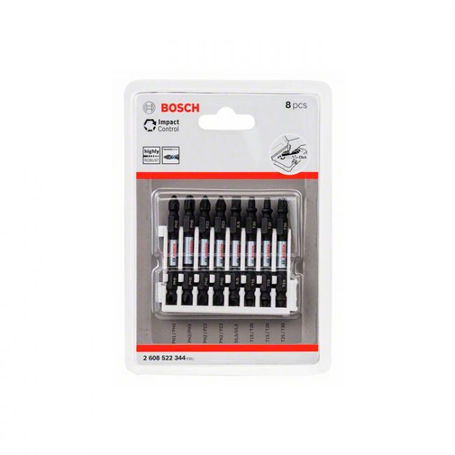 Набор двусторонних ударных бит Bosch Impact Control 1/4" 65 мм (8 шт.) (2608522344)