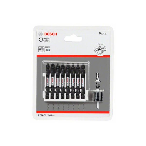 Набор двухсторонних ударных бит Bosch Impact Control (9 шт.) (2608522345)