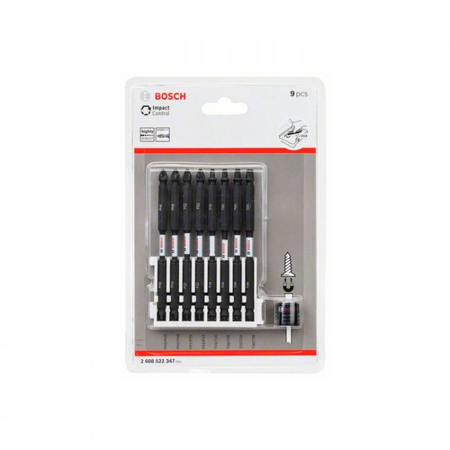 Набор двусторонних ударных бит Bosch Impact Control 1/4" 110 мм (9 шт.) (2608522347)