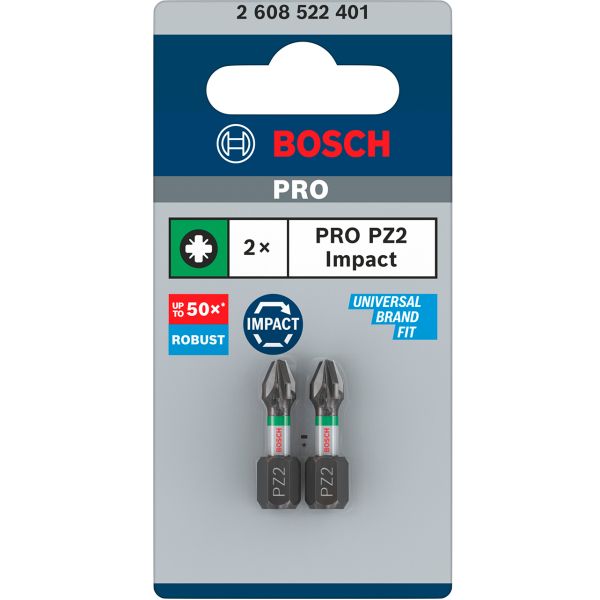 Ударна біта Bosch Impact Control PZ2 25 мм, 2 шт (2608522401)