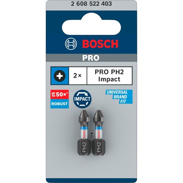 Біти Bosch Pro Phillips Impact PH2, 25 мм, 2 шт (2608522403)