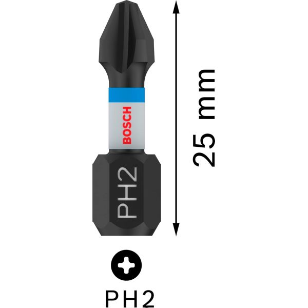 Біти Bosch Pro Phillips Impact PH2, 25 мм, 2 шт (2608522403)