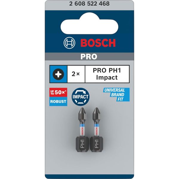 Біти Bosch Pro Phillips Impact PH1, 25 мм, 2 шт (2608522468)