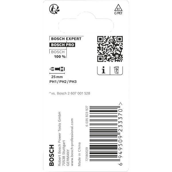 Набір біт Bosch Pro Phillips Impact Set PH1/2/3, 25 мм, 3 шт (2608522470)
