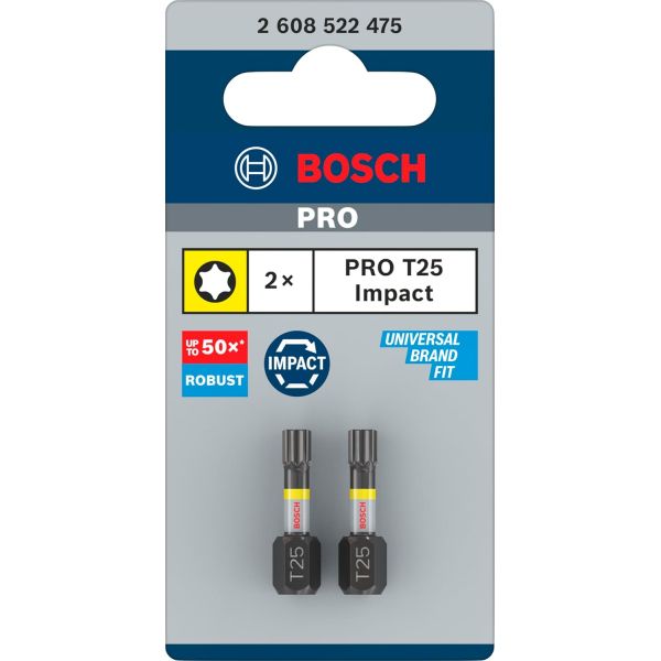 Біти Bosch Pro Torx Impact T25, 25 мм, 2 шт (2608522475)