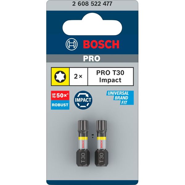 Біти Bosch Pro Torx Impact T30, 25 мм, 2 шт (2608522477)