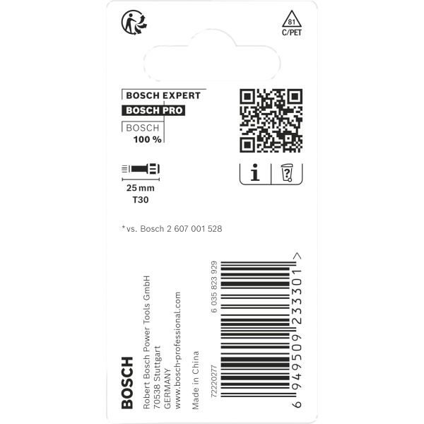Біти Bosch Pro Torx Impact T30, 25 мм, 2 шт (2608522477)