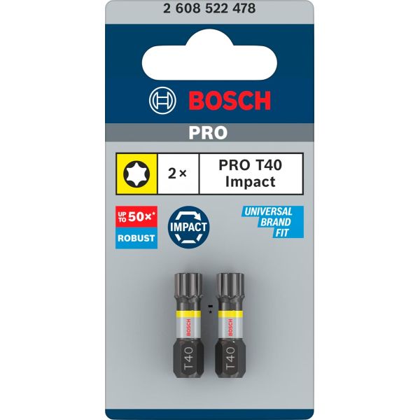 Біти Bosch Pro Torx Impact T40, 25 мм, 2 шт (2608522478)
