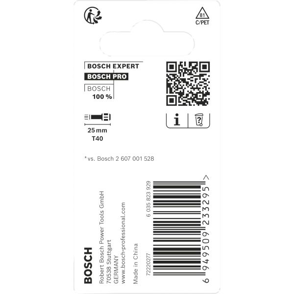 Біти Bosch Pro Torx Impact T40, 25 мм, 2 шт (2608522478)