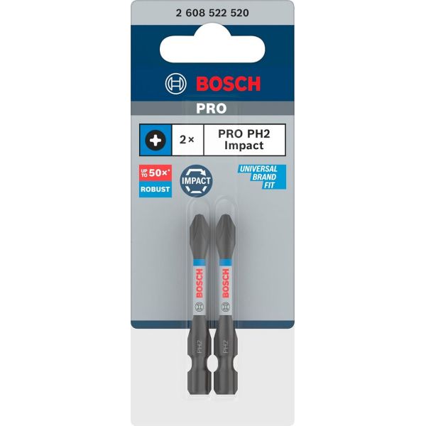 Біти Bosch Pro Phillips Impact PH2, 55 мм, 2 шт (2608522520)