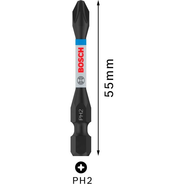 Біти Bosch Pro Phillips Impact PH2, 55 мм, 2 шт (2608522520)