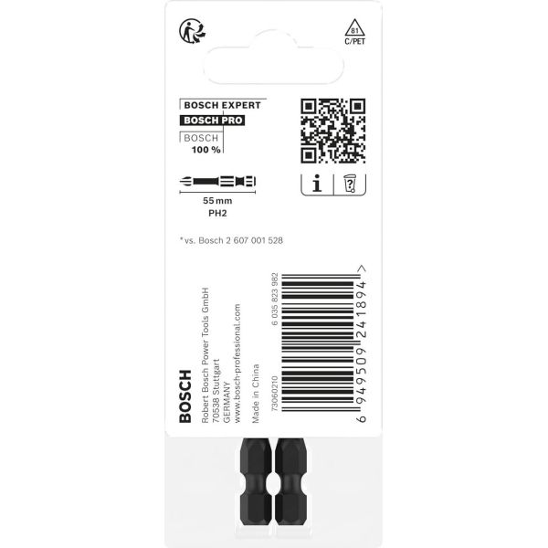 Біти Bosch Pro Phillips Impact PH2, 55 мм, 2 шт (2608522520)