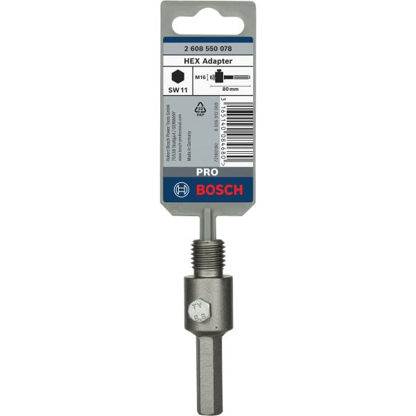 Перехідник для свердлильних коронок Bosch PRO Hex 11х80 мм, M16 (2608550078)