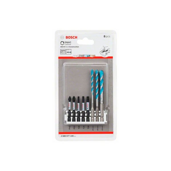 Набор ударных бит Bosch Impact Control и сверл HEX-9 MultiConstruction (8 шт.) (2608577144)