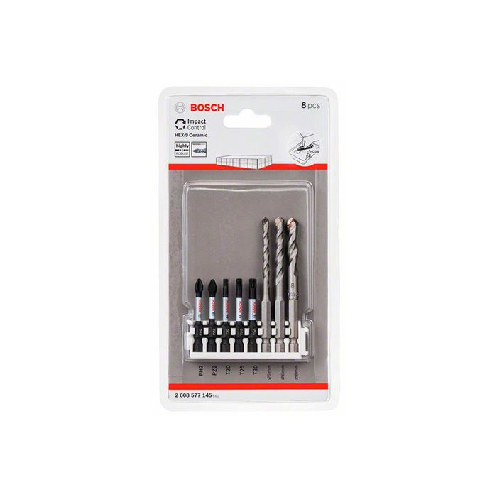 Набор ударных бит Bosch Impact Control и сверл HEX-9 Ceramic (8 шт.) (2608577145)