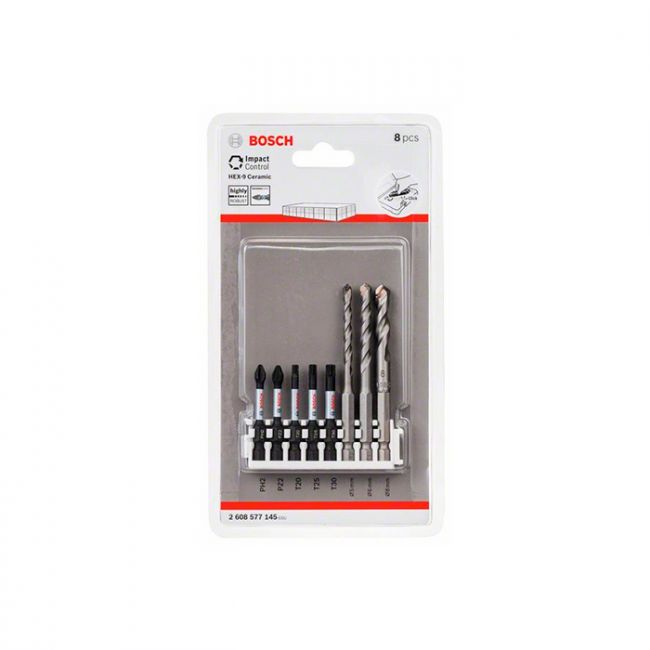 Набор ударных бит Bosch Impact Control и сверл HEX-9 Ceramic (8 шт.) (2608577145)