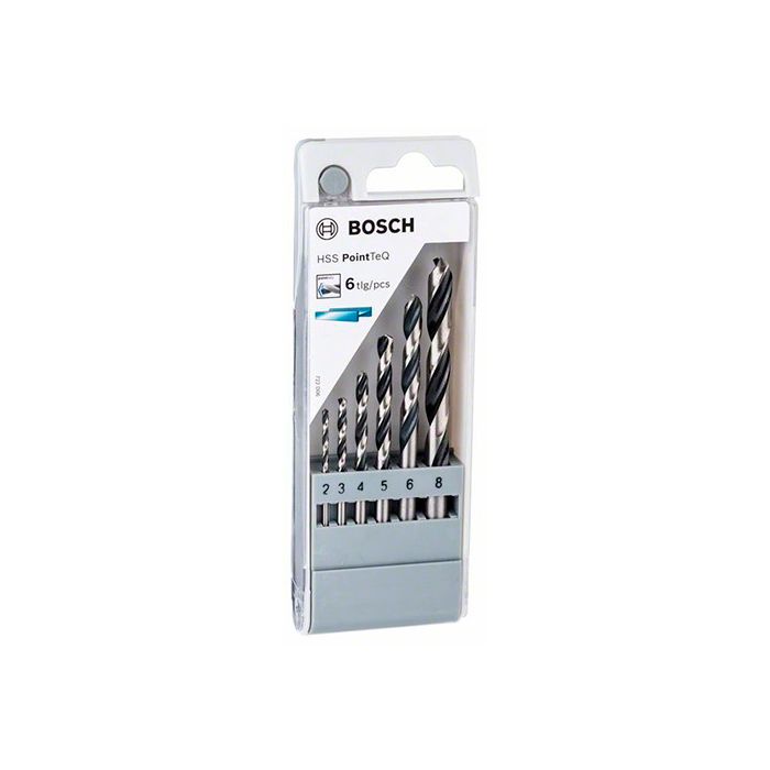 Набор спиральных сверл по металлу Bosch HSS PointTeQ DIN 338, (6 шт.) (2608577346)