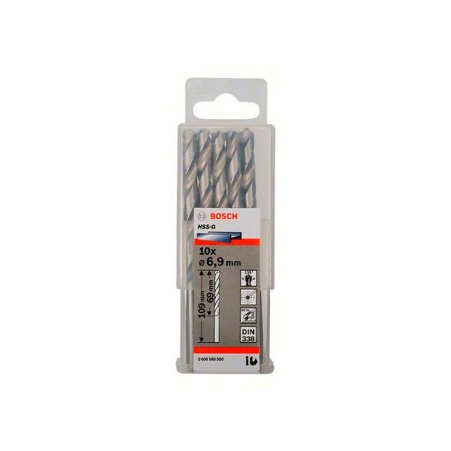 Сверло спиральное по металлу Bosch HSS-G 6.9x109 мм (10 шт.) (2608585500)