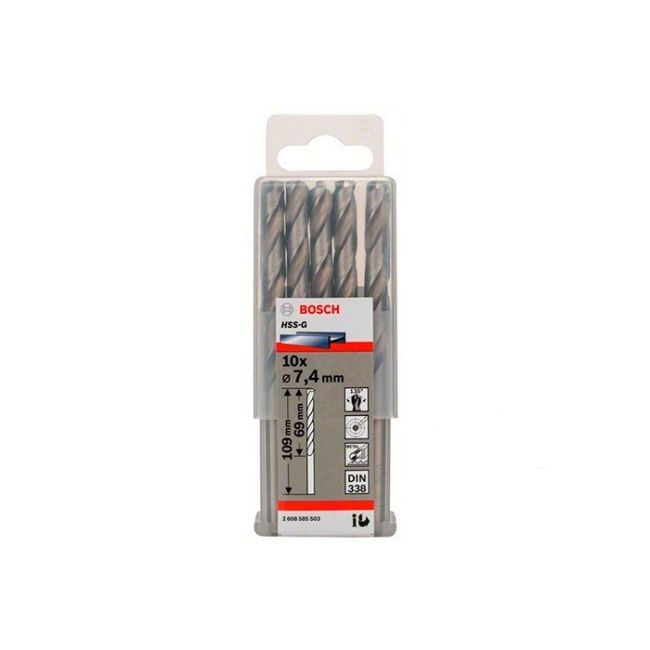 Сверло спиральное по металлу Bosch HSS-G 7.4x109 мм (10 шт.) (2608585503)