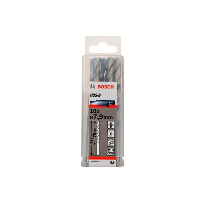 Сверло спиральное по металлу Bosch HSS-G 7.9x117 мм (10 шт.) (2608585507)